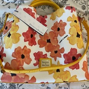 Dooney Bloom Small Brenna Satchel Yellow Orange Floral.